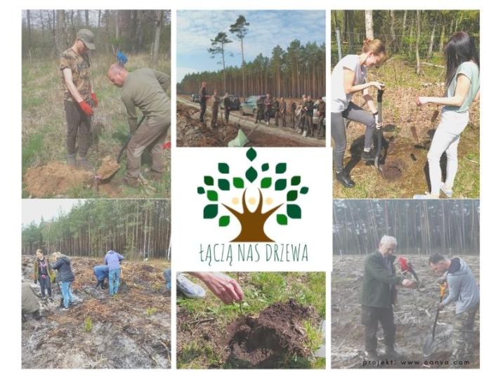 Fotografia&#x20;przedstawia&#x20;uczestników&#x20;tegorocznej&#x20;akcji&#x20;sadzenia&#x20;drzew&#x20;w&#x20;Nadlesnictwie&#x20;Antonin